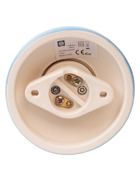 Keramický držák žárovky E27 3,5" vysokofrekvenční rovný pastelově azurový