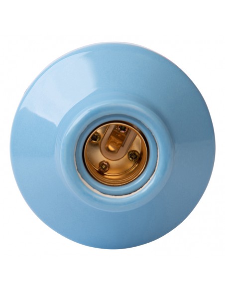 Keramický držák žárovky E27 3,5" vysokofrekvenční rovný pastelově azurový