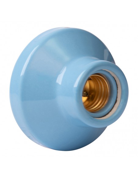 Keramický držák žárovky E27 3,5" vysokofrekvenční rovný pastelově azurový