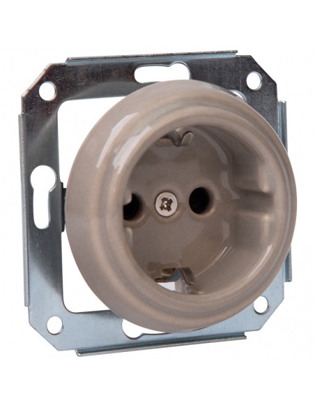 CERAMICZNE GNIAZDO SCHUKO PODTYNKOWE PASTELOWE OLIWKA BEZ RAMKI