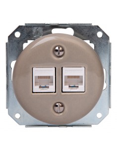 CERAMICZNE GNIAZDO 2xRJ45 PODTYNKOWE PASTELOWE OLIWKA BEZ... 2