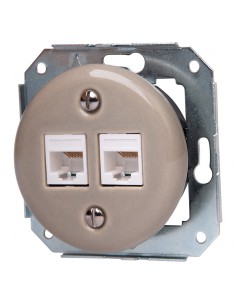 CERAMICZNE GNIAZDO 2xRJ45 PODTYNKOWE PASTELOWE OLIWKA BEZ...