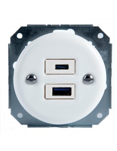 CERAMICZNE GNIAZDO PODTYNKOWE 1xUSB A/1xUSB C BIAŁE 2