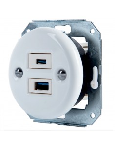 CERAMICZNE GNIAZDO PODTYNKOWE 1xUSB A/1xUSB C BIAŁE