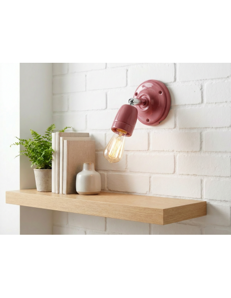 CERAMICZNY KINKIET REGULOWANY ŚCIENNO SUFITOWY PASTELOWY ŁOSOSIOWY