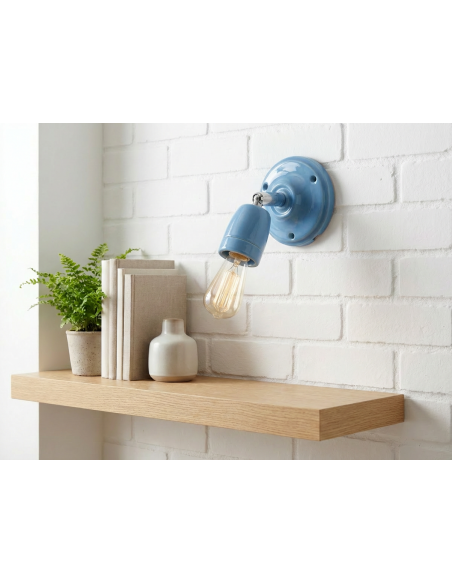 Állítható kerámia falra/ mennyezetre szerelhető lámpa pasztell azúrkék