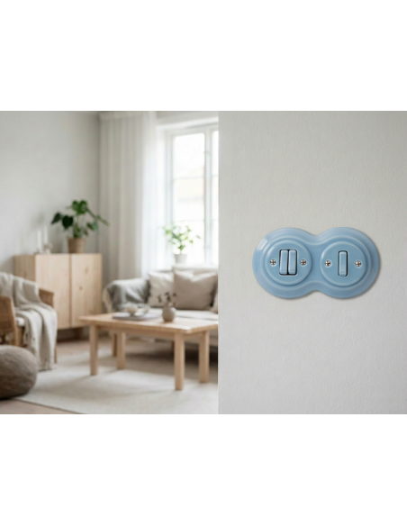 Cadre Céramique Double Bonhomme de Neige Pastel Azur