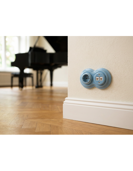 Cadre Céramique Double Bonhomme de Neige Pastel Azur