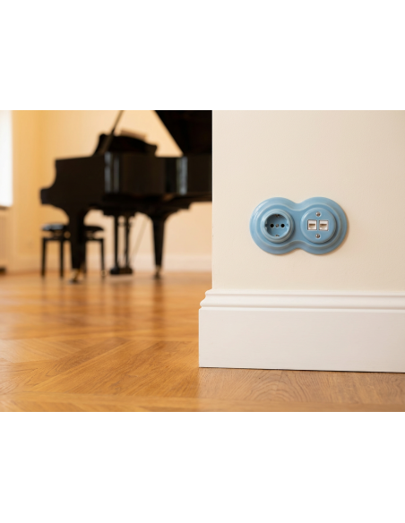 Cadre Céramique Double Bonhomme de Neige Pastel Azur