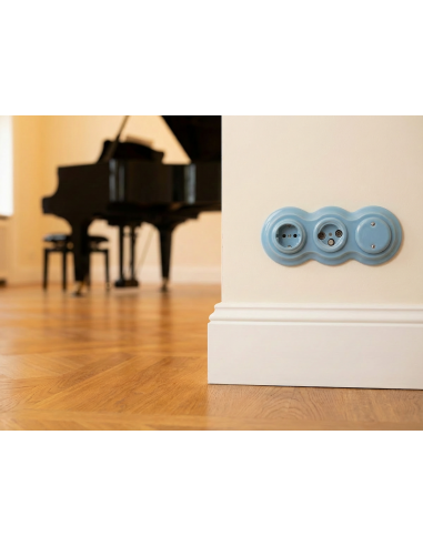 Pasztellkék hármas kerámia képkeret hóemberrel