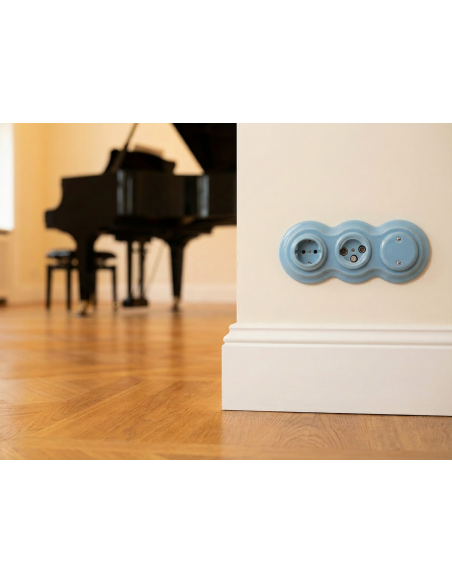 Pasztellkék hármas kerámia képkeret hóemberrel