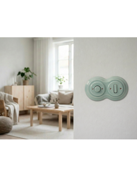 CERAMICZNA RAMKA DWUKROTNA BAŁWANEK PASTELOWA MIĘTOWA