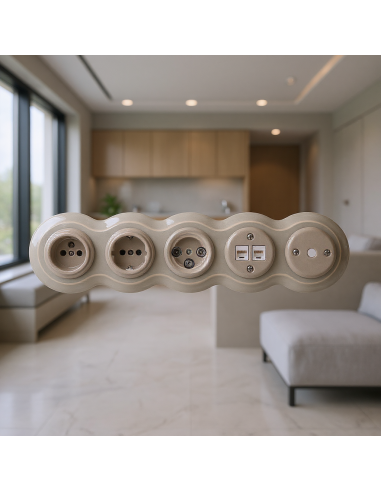 CERAMICZNA RAMKA PIĘCIOKROTNA BAŁWANEK SZARA