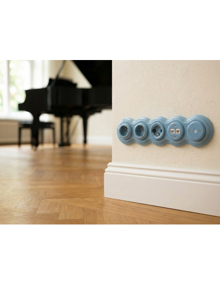 CERAMICZNA RAMKA PIĘCIOKROTNA BAŁWANEK PASELOWA LAZUROWA