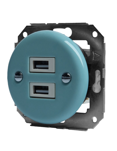 KERAMICKÁ ZÁSUVKA 2xUSB RETRO MÁTOVÁ PODOMÍTKA PASTEL