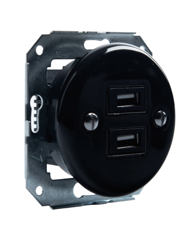 KERAMICKÁ PODOMÍTKOVÁ ZÁSUVKA 2xUSB ČERNÁ