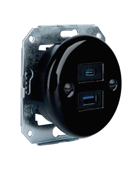 Keramická podomítková zásuvka 1xUSB A / 1xUSB C