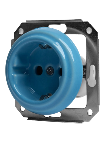 CERAMIC SCHUKO FLUSH-MOUNTED SOCKET PASTEL AZURE