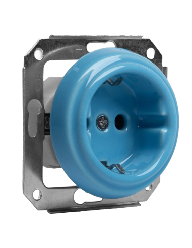 CERAMIC SCHUKO FLUSH-MOUNTED SOCKET PASTEL AZURE