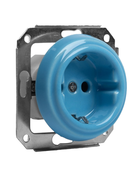 CERAMIC SCHUKO FLUSH-MOUNTED SOCKET PASTEL AZURE