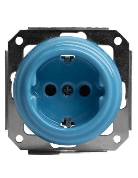 CERAMIC SCHUKO FLUSH-MOUNTED SOCKET PASTEL AZURE