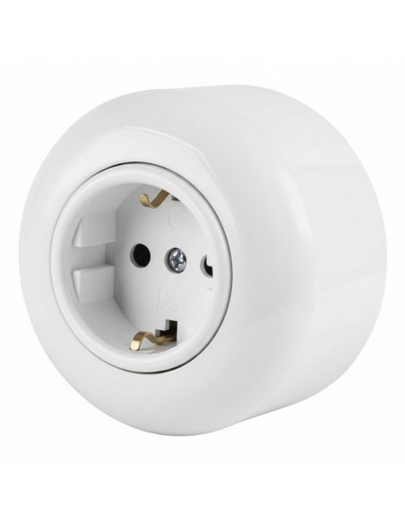LOFT PRISE 230V SCHUKO BLANCHE EN APPLIQUE SIMPLE JLM