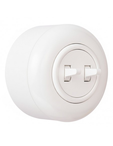 LOFT INTERRUPTOR CONMUTADO DOBLE BLANCO DE SUPERFICIE CENTRAL JLM