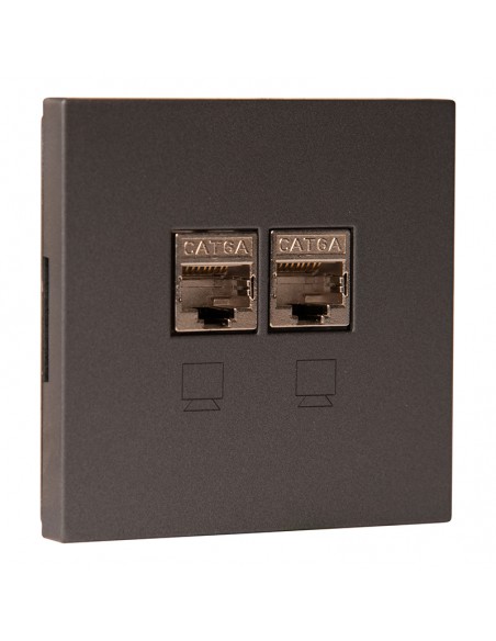 GNIAZDO PODTYNKOWE 2xRJ45 GRAFIT BEZ RAMKI JLM