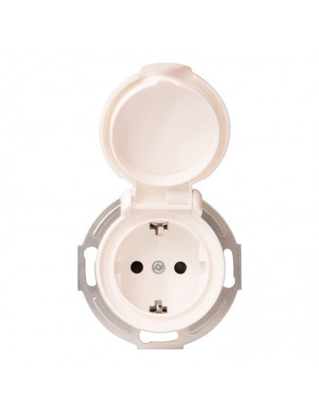 LOFT GNIAZDO 230V SCHUKO Z KLAPKĄ BIAŁE JLM BEZ RAMKI