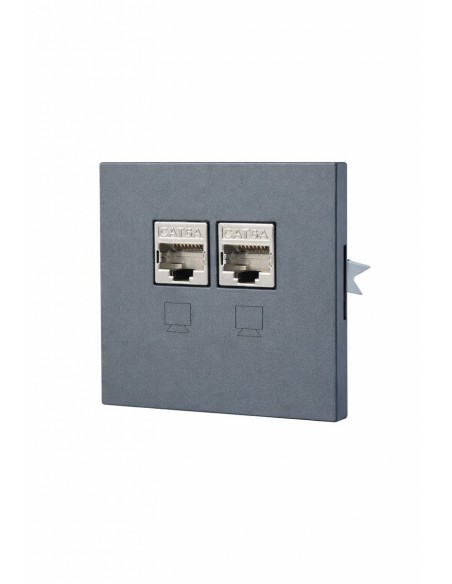 GNIAZDO PODTYNKOWE 2xRJ45 GRAFIT BEZ RAMKI JLM