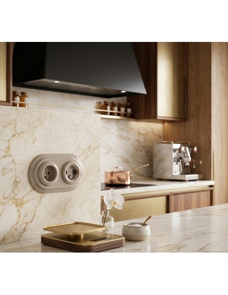 CERAMICZNE GNIAZDO 2xRJ45 PODTYNKOWE PASTELOWE OLIWKA BEZ RAMKI