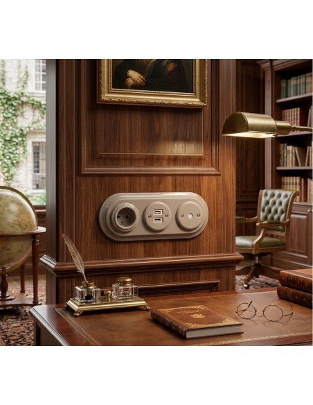 CERAMICZNE GNIAZDO 2xRJ45 PODTYNKOWE PASTELOWE OLIWKA BEZ RAMKI