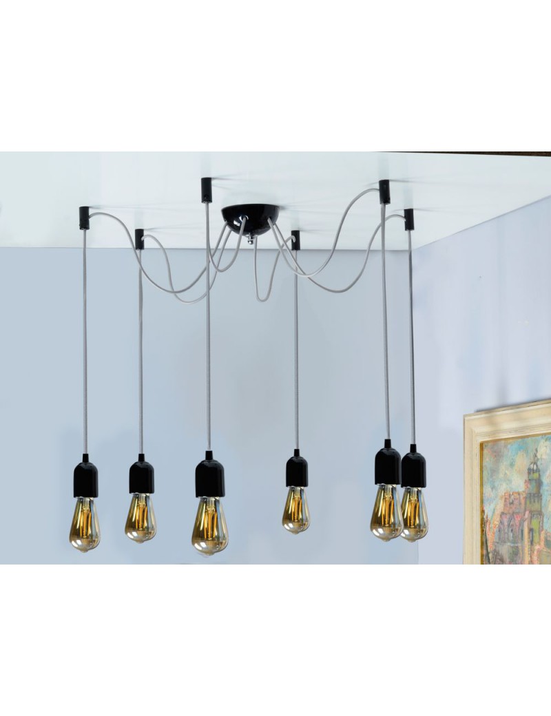 RETRO LOFT KERAMICKÝ PODHLED 6 OTVORŮ ČERNÝ