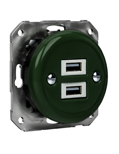 CERAMICZNE GNIAZDO PODTYNKOWE 2xUSB ZIELONE