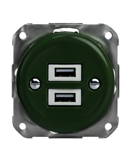 CERAMICZNE GNIAZDO PODTYNKOWE 2xUSB ZIELONE