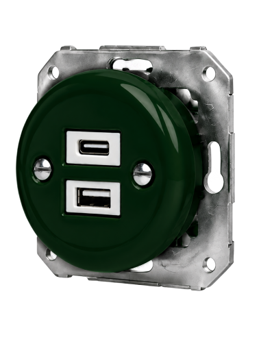 CERAMIC FLUSH-MOUNTED SOCKET 1xUSB-A/1xUSB-C...