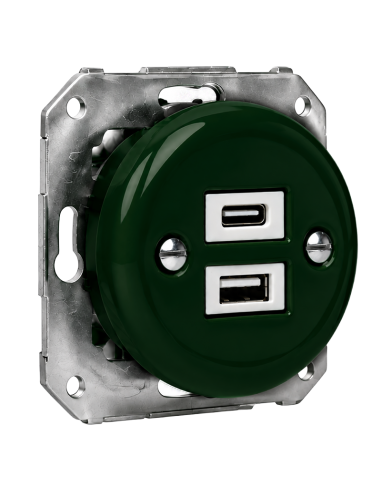 CERAMIC FLUSH-MOUNTED SOCKET 1xUSB-A/1xUSB-C...