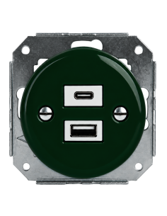 Toma de corriente cerámica empotrable 1xUSB-A/1xUSB-C verde 2