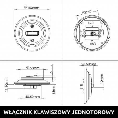 WŁĄCZNIK JEDNOTOROWY KLAWISZOWY