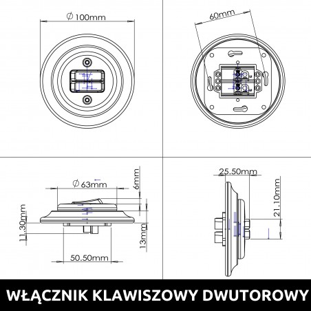 RETRO LOFT KERÁMIA FALSÍK ALATTI KAPCSOLÓ KÉTSÁVOS